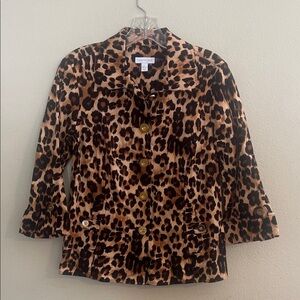 Charter Club Animal Print Blazer with Gold Accents
